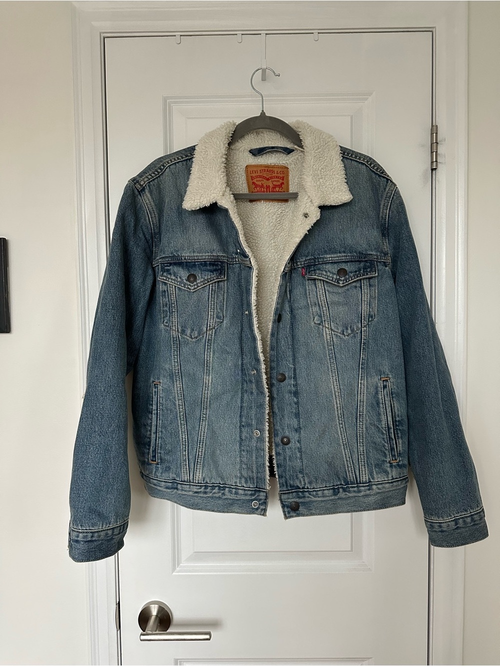 Levi's Light Blue Denim Sherpa Jacket with Cream Lining
